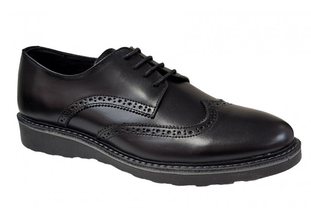 Pantofi barbati, casual, din piele naturala, Negru, TEST216N